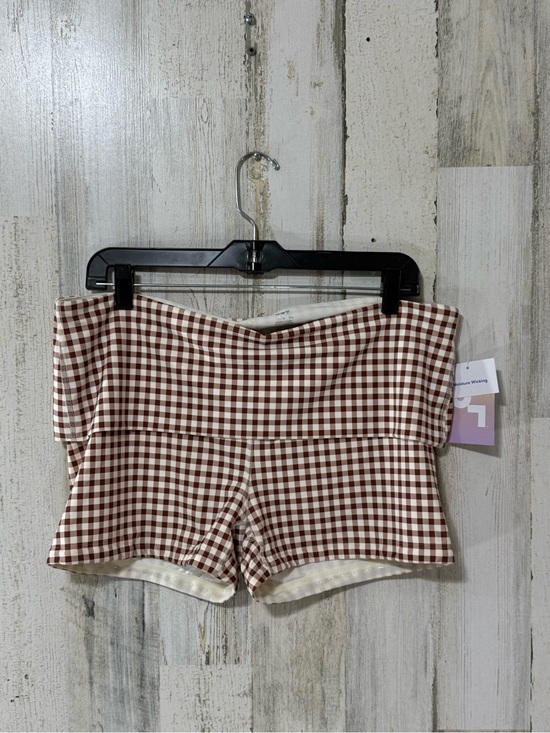 JoyLab Pants - JoyLab Brown and White Gingham Low Rise Fold over Waist Shorts